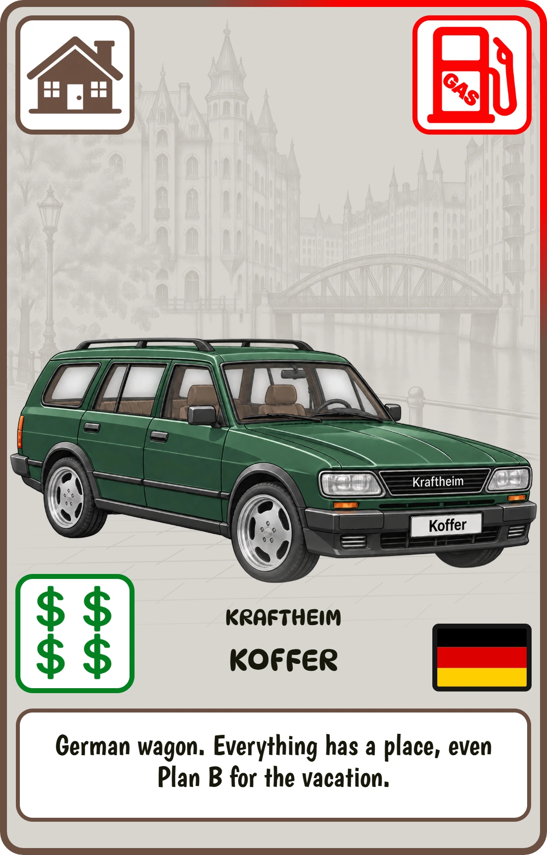 Koffer: Family, petrol, price $$$$