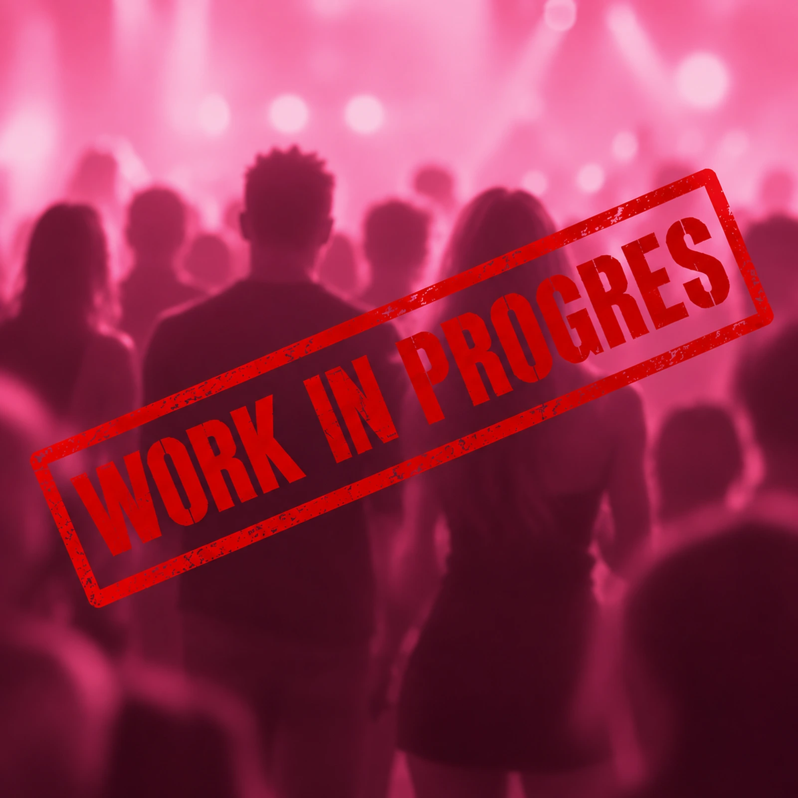 Party game in development — pink crowd artwork